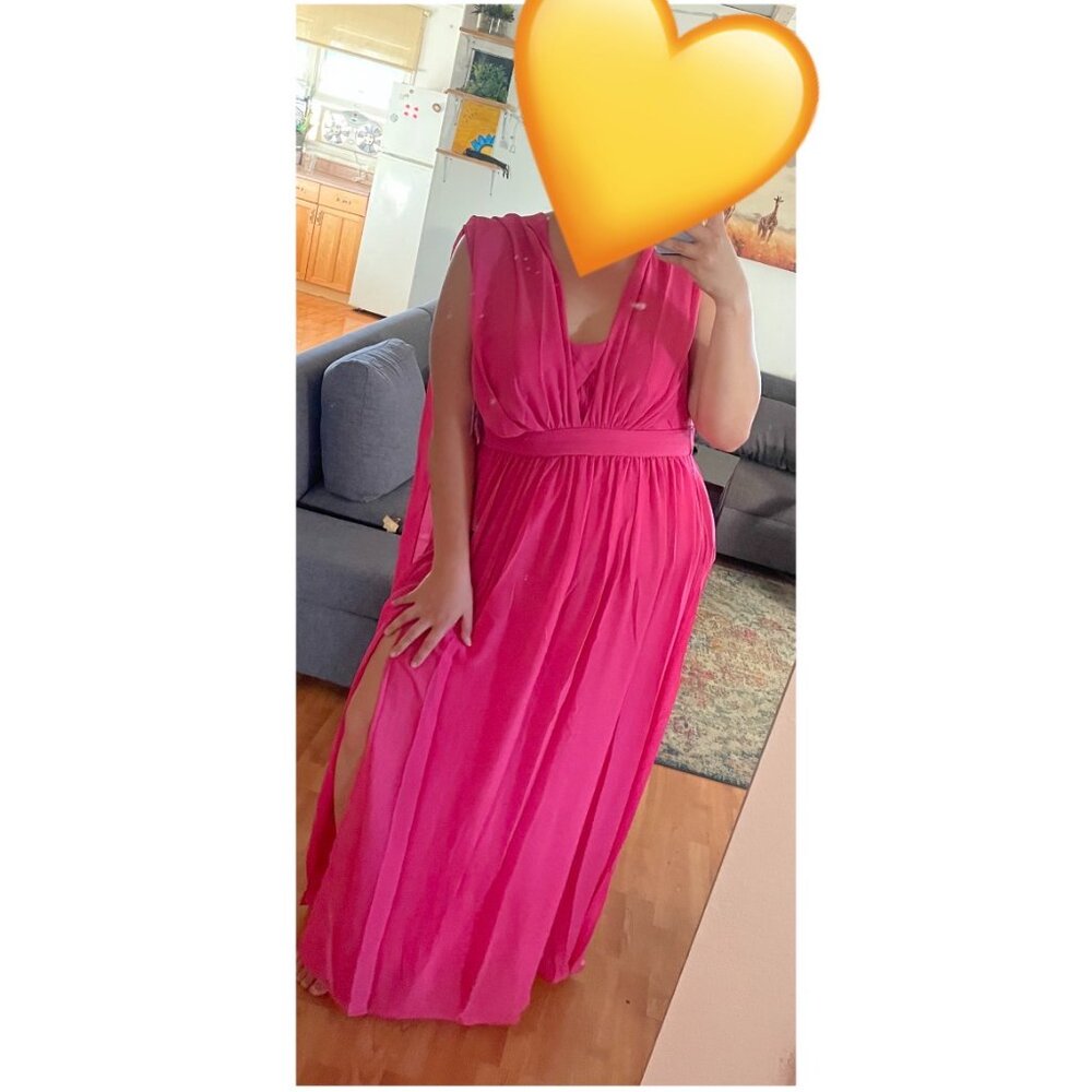 BIRDY GREY bridesmaid dress 1x fuchsia color grace chiffon dress worn once